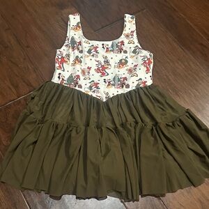Disney Character Holiday Dress with Green Skirt